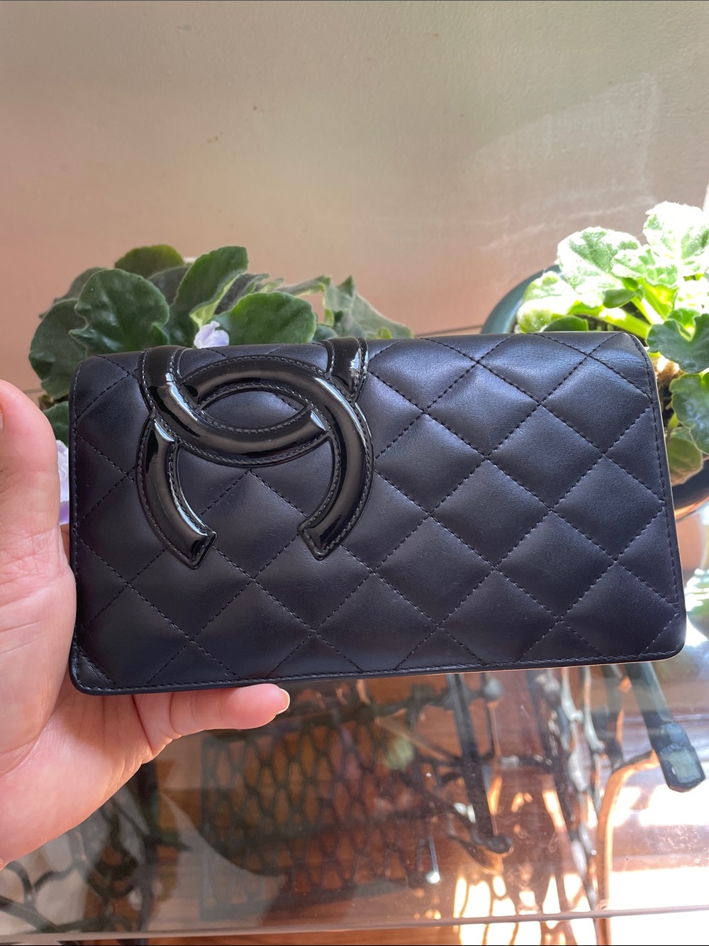 CHANEL Black Quilted CC Logo Wallet